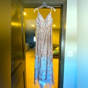 Ellie Wilde dress size 2 slate grey and gold